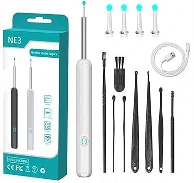 منظّف شمع الأذن بكاميرا  (منظار أذن ذكي) اتصال بلوتوث  + رؤوس سيليكون