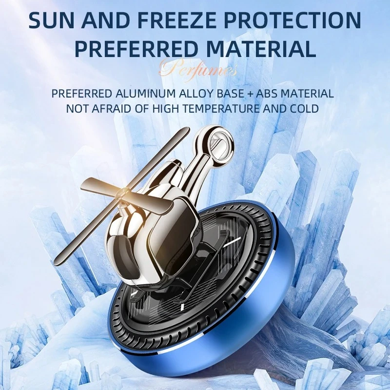 معطر سيارة شمسي بتصميم هليكوبتر فاخر – موزع عطر دوّار يعمل بالطاقة الشمسية