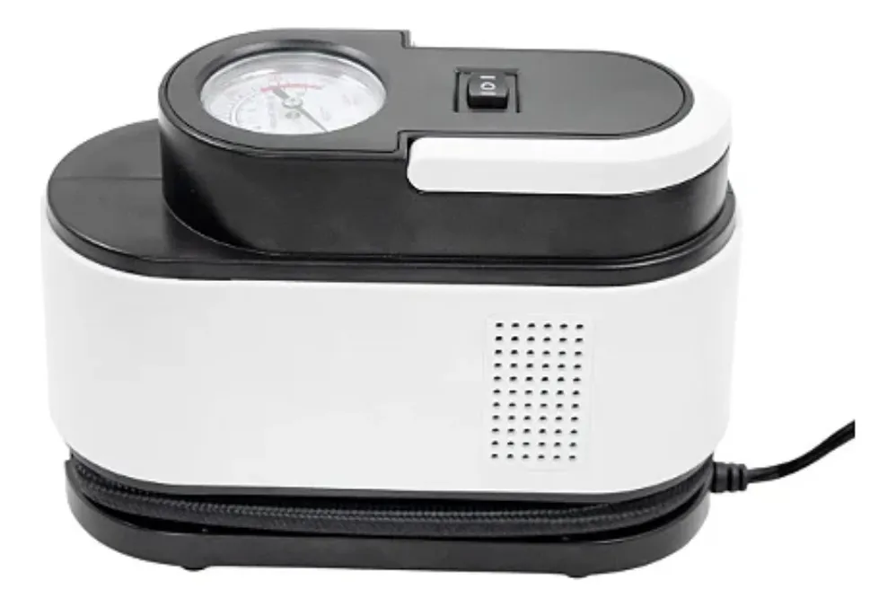 منفاخ/كمبريسور هواء للسيارة 12V مع مقياس ضغط + رؤوس متعددة (نفخ الإطارات والكرات)