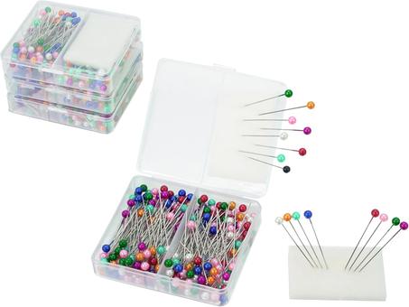 250 alfileres de costura perlados coloridos, 1.57 pulgadas, 8 colores con soporte para esponja, fácil de almacenar, para costura, manualidades, joyería, bricolaje