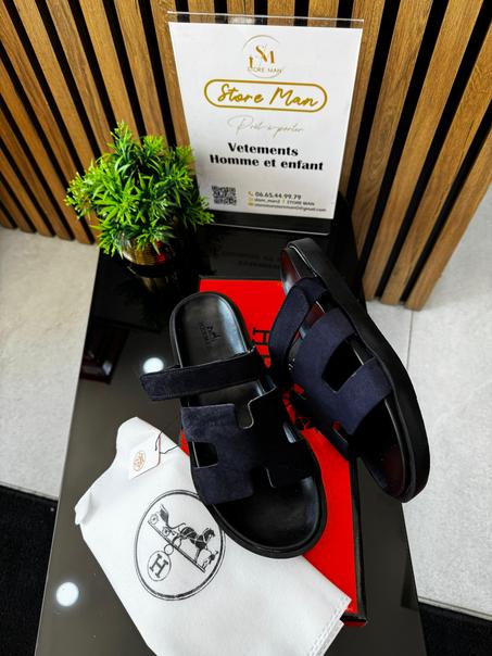 Hermes Chypre Velvet صندل رجالي فاخر بتصميم عصري - مريح وأنيق للصيف