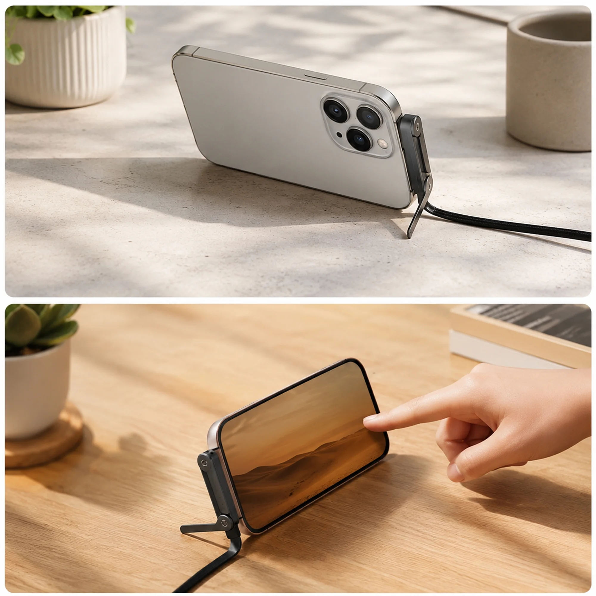 كيبل شحن 2 في 1 مع حامل غير مرئي – شحن سريع 240 واط بطول 1.5 متر