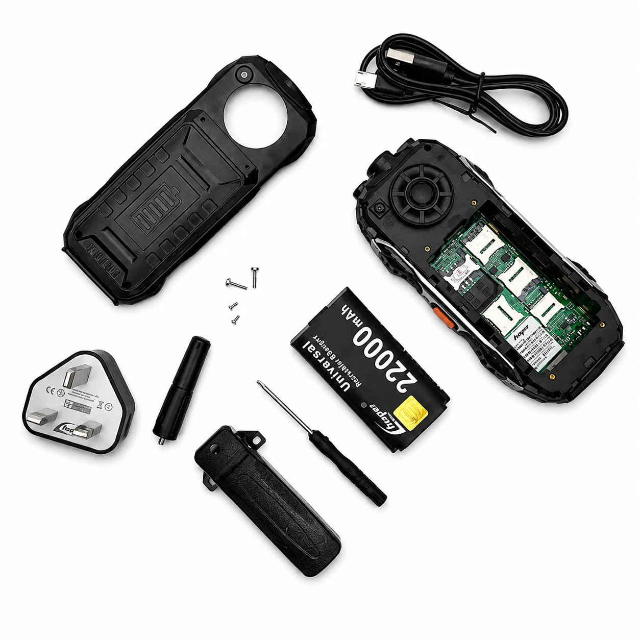 موبايل K19 للمهام الصعبة بشريحتين، هاتف قوي ببطارية ضخمة 22000mAh مع كشاف LED.