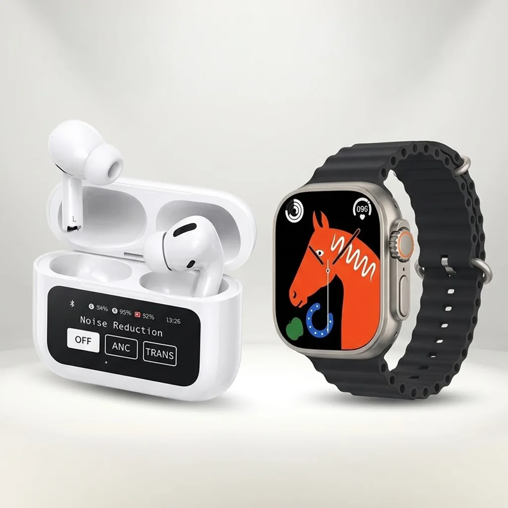 عرض سماعة A9 الذكية مع شاشة + ساعة VIDVIE Smart Watch Ultra SW1608 (لون أبيض)