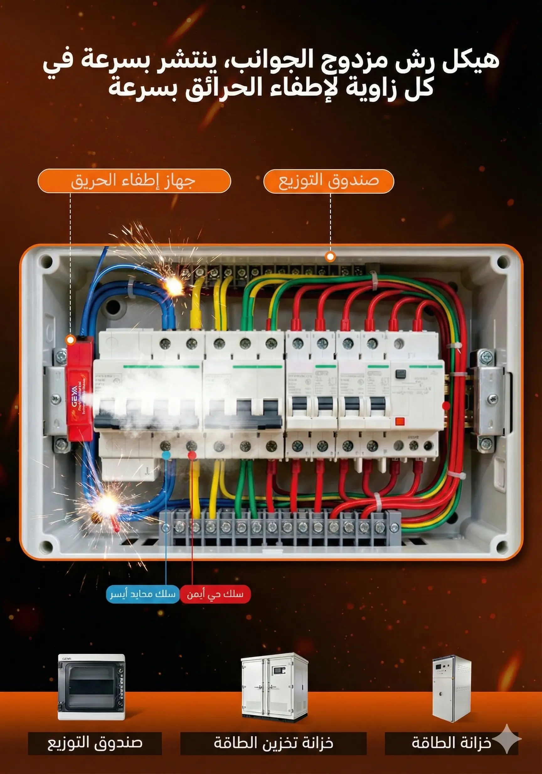 جهاز إطفاء حريق أوتوماتيكي بتقنية الرذاذ - حماية ذكية للوحات الكهربائية