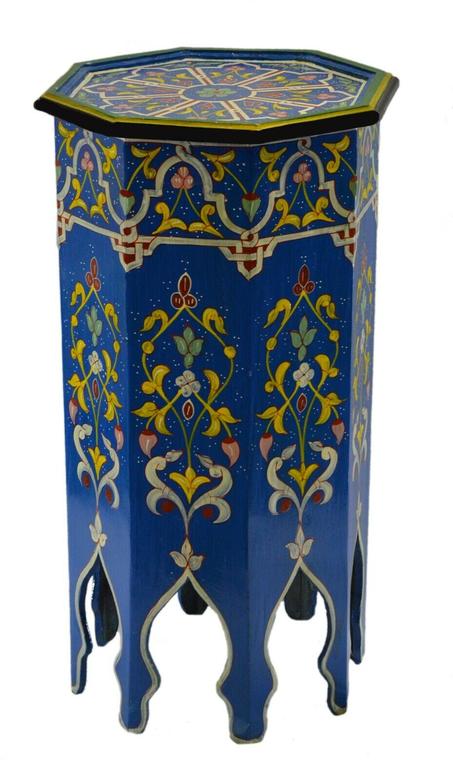 usa free shipping   Moroccan Handmade Table Tall Side Delicate Hand Painted Moorish Exquisite Blue