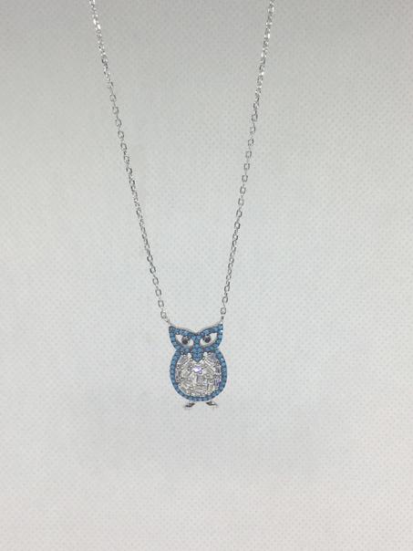 سلسلة من الفضة الممتازة على شكل بومة