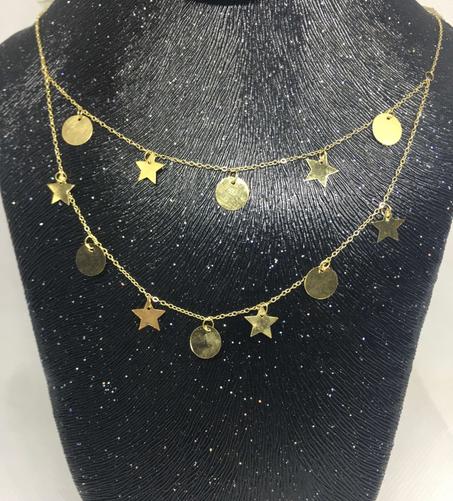 سلسلة مزدوجة من الدهب عيار 18 دات موضة وأناقة عصرية