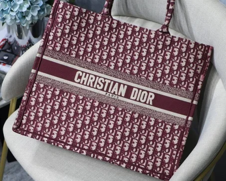 High Quality Branded CD Tote book iconic bag RED WINE