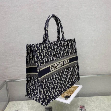 High Quality Branded CD Tote book iconic bag NAVY BLUE