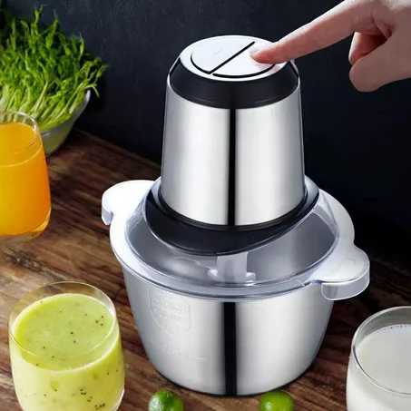 مفرمة اللحم الكهربائية: ميزات المنتج: لحم مفروم ، خضروات مقطعة