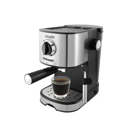 Sonashi Cafetière Expresso Tout En Un 850 W 15 Bars Capacité 1.L - SCM-4963 Noir/argent