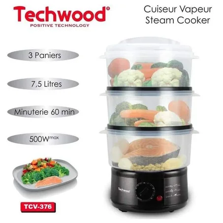 Techwood Cuiseur Vapeur 7.5L 500W Techwood Tcv-375