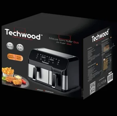 Friteuse Électrique Double Sans Huile 2700W 8.8L~3KG TECHWOOD