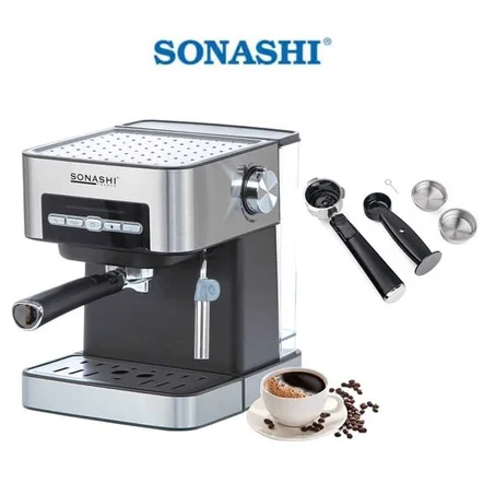 Sonashi Cafetière Expresso SCM-4968- 850 W- 15 Bars, Capacité 1,6 L
