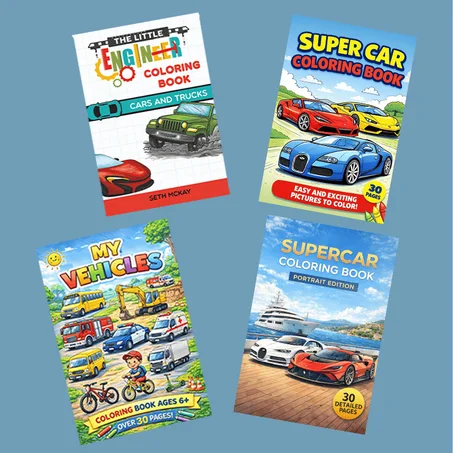 ❤️ باك 4 كتب تلوين سيارات — هدية متكاملة تسعد طفلك كل يوم 🚗