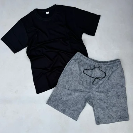 ENSEMBLE TSHIRT NOIR SAMPLE ET CHORT GRIS DELAVER PARA