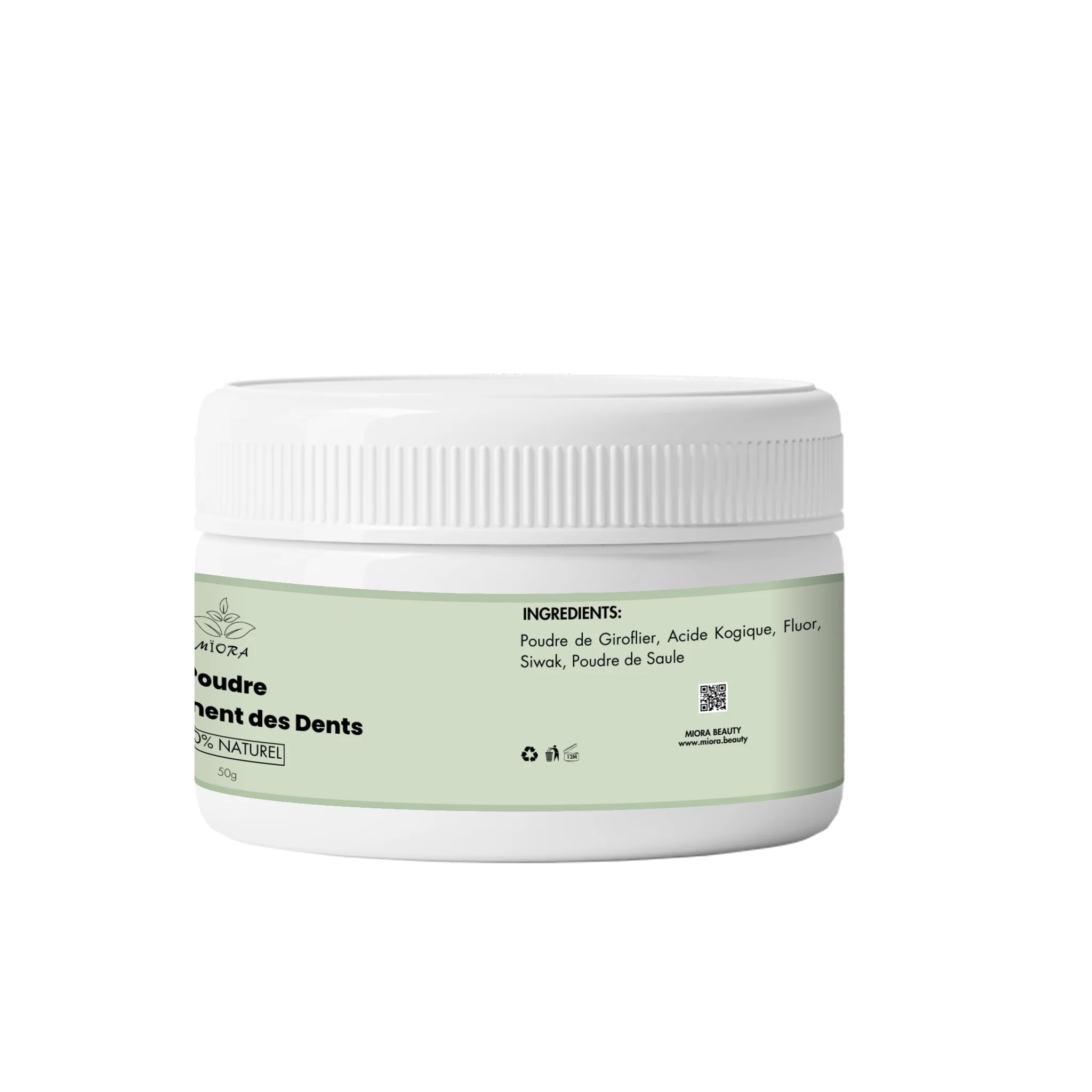 بودرة تبييض الأسنان بمكونات طبيعية (المسواك، القرنفل، حمض الكوجيك) – ابتسامة أكثر إشراقًا | صنع في المغرب