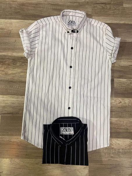 قميص مقلم نص كم تريند