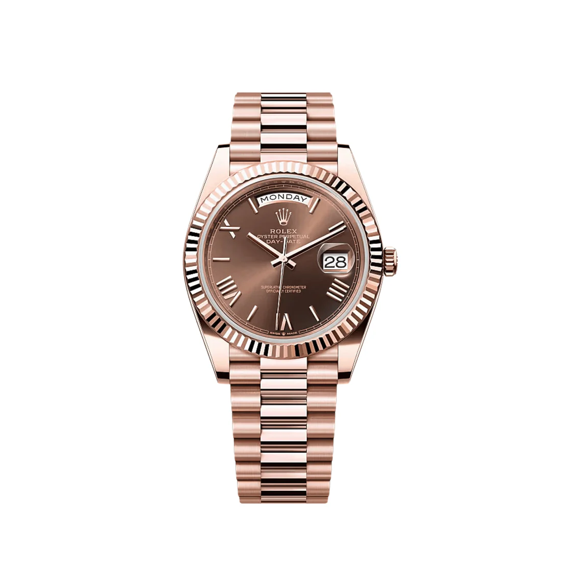 Day-Date 40 228235 Rose Gold Chocolate Roman Numerals Dial