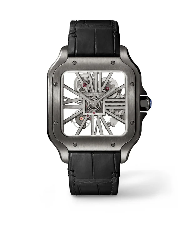 Cartier Santos skeleton cuir large model