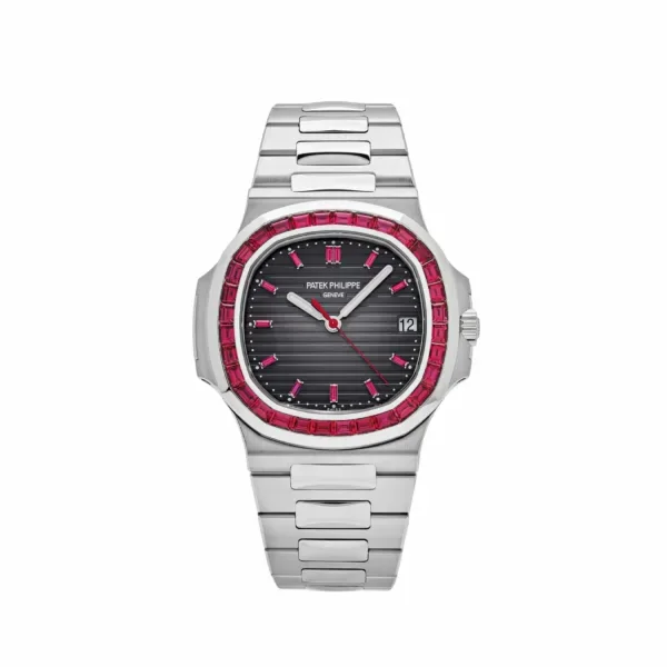 Patek phillipe Platinum Grey Dial Ruby Bezel