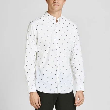 شيميز رجالي كم ابيض منقط كم