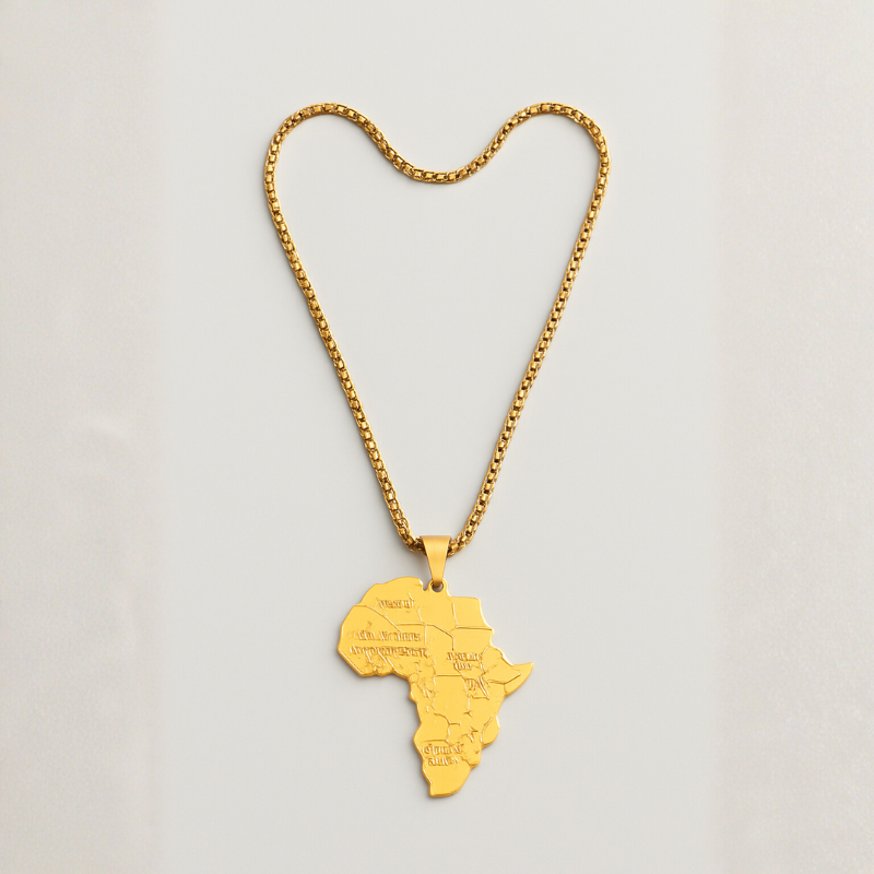 Collier Carte d’Afrique Doré