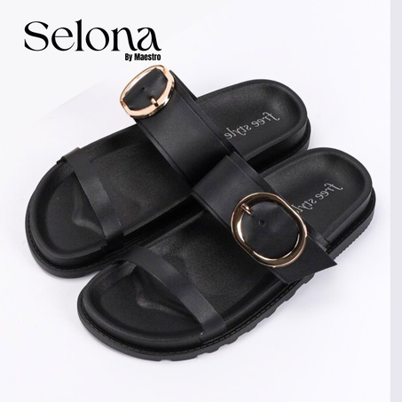 Soly - sandales femme plates et confortables (Noir)