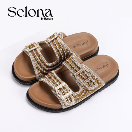 Loca - sandales femme plates et confortables (Biege)