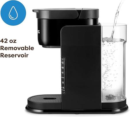 كيوريج ماكينة تحضير القهوة كيه كوب واحد من كيه-اكسبريس، 3 احجام للتخمير، ميزة زر قوية، خزان قابل للازالة 42 اونصة، اسود