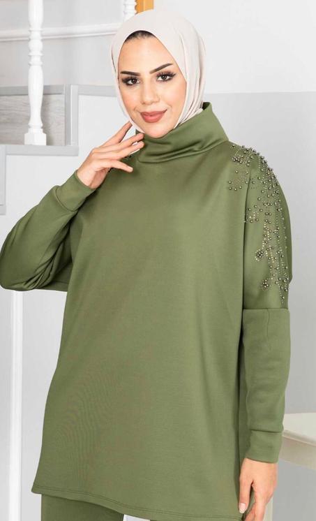 Ensemble Bras Brodés Vert Kaki