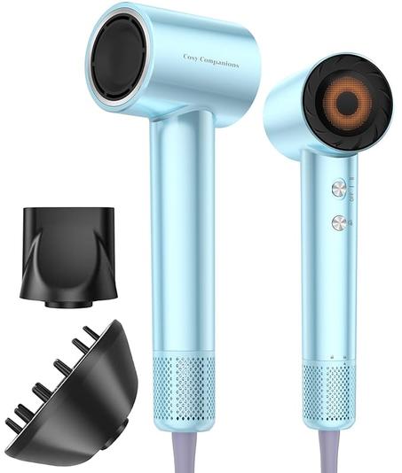 Secador de pelo, secadora de alta velocidad de 130000 RPM para secado rápido, 300 millones de iones negativos, control de calor y ligero, azul