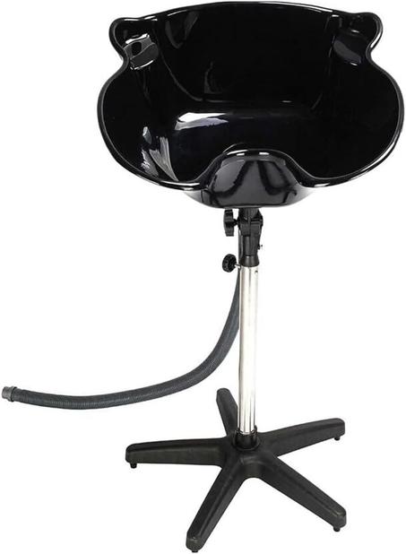 Fregadero de peluquería – Lavabo profesional para champú con cuenco de plástico profundo soporte de acero inoxidable | Altura ajustable (36.2–51.2 in) | Negro | Ideal para salones, barberías