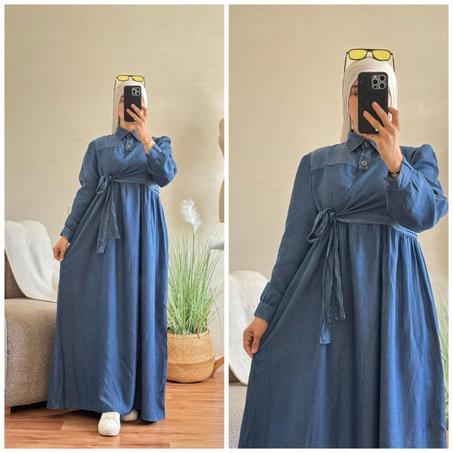 فستان كاجوال أنيق باللون النيلي الداكن