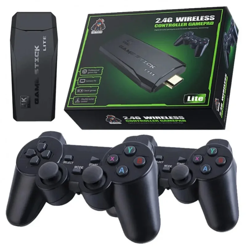 Console De Jeux Retro,Console Portable sans Fil, BâTon De Jeu RéTro Sortie Hdmi 4K Fil IntéGréE à Plus De 20 000 Jeux,Jeu Nostalgia Stick, Clé De Jeu VidéO Plug and Play(64G