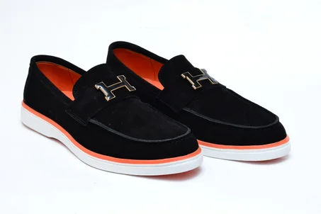 Mocassin Hermès « H » Suède Noir intense