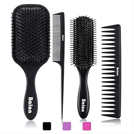 Balon Cepillo de pelo para mujeres y hombres, 4 piezas de cepillo de paleta desenredante cepillo para cabello largo y grueso y rizado, cepillo ideal para húmedo o seco, no más enredos