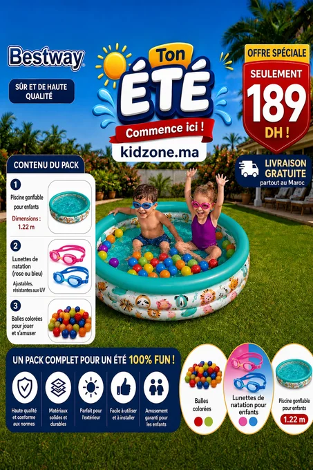 Pack Piscine Enfant Bestway 122 cm avec et Balles – Maroc