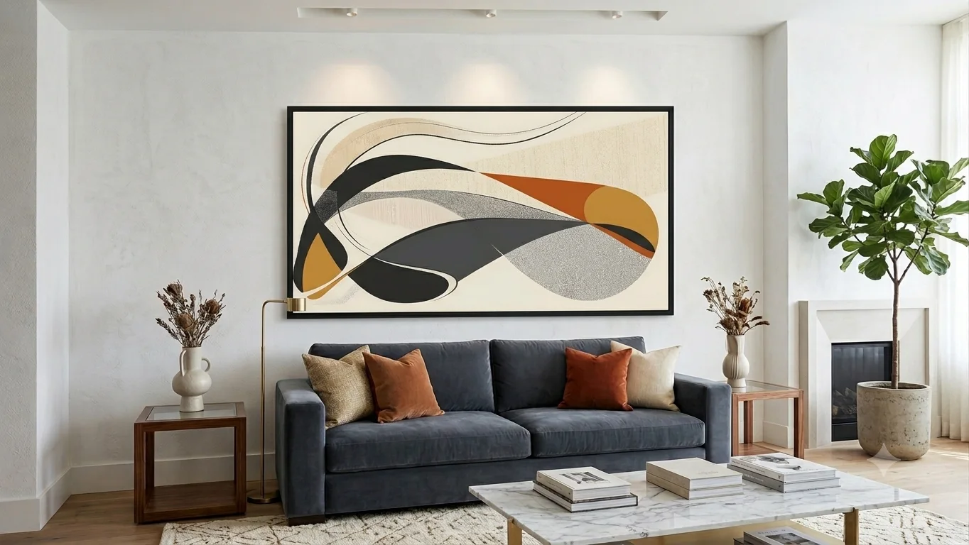 Des lignes fluides et gracieuses qui donnent au mur vitalité et profondeur visuelle.