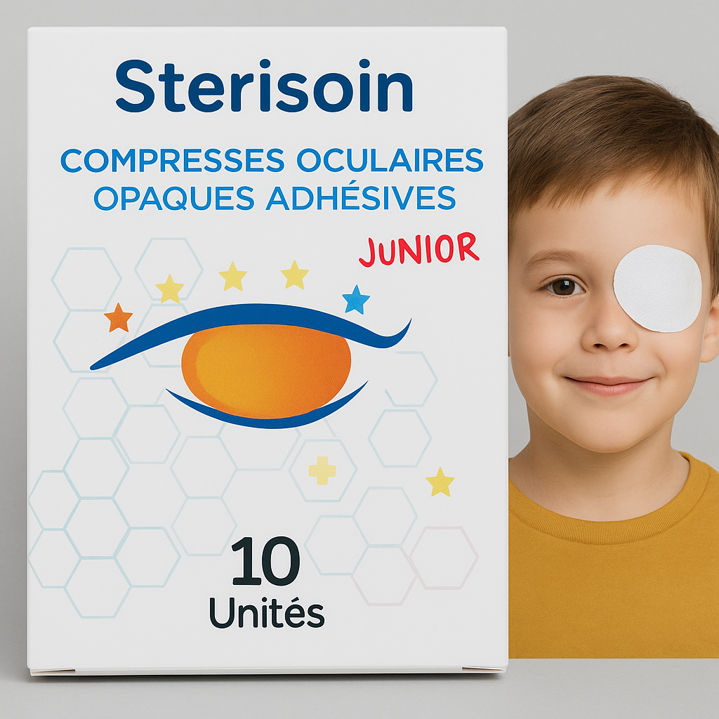 COMPRESSES OCULAIRES OPAQUES ADHESIVES JUNIOR -- STERISOIN