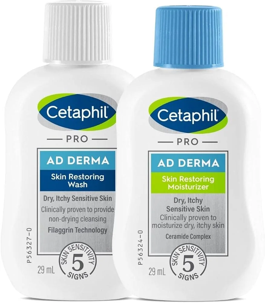 Cetaphil PRO AD Derma – Gel Nettoyant Réparateur 29 ml + Crème Hydratante Réparatrice 29 ml