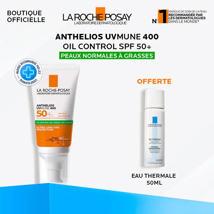 La Roche Posay Anthelios oil Control gel cream UVMUNE 400 SPF50+ 50ml - Protection Invisible + Cadeau Eau de Source Thermal