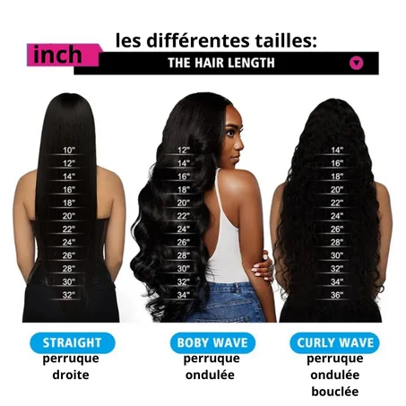 Perruques droites Lisses, Taille 16 de couleur noire orignale; non-traitée et sans colle, à filet de fixation frontal, de cheuveux humain vierges pour femme