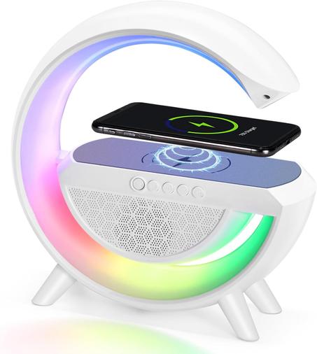 🎄49 % de réduction🎅Haut-parleur Bluetooth multifonctionnel, lumière d'ambiance colorée, chargement sans fil et horloge, machine tout-en-un