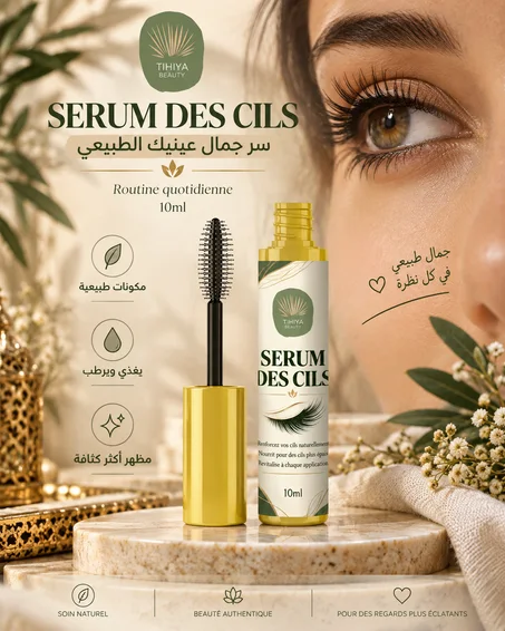 Sérum des Cils Naturel 10ml – Huile de Ricin, Argan & Coco | TIHIYA BEAUTY