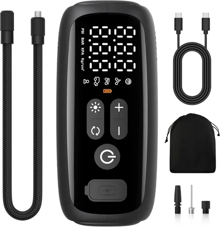 Inflador de Neumáticos Compresor de Aire Portátil PESEIL, Compresor de Aire de 12V de 28 Cilindros, Compresor de Aire de 140W con Apagado Automático y Luz LED de 150psi, Compresor de Aire Por