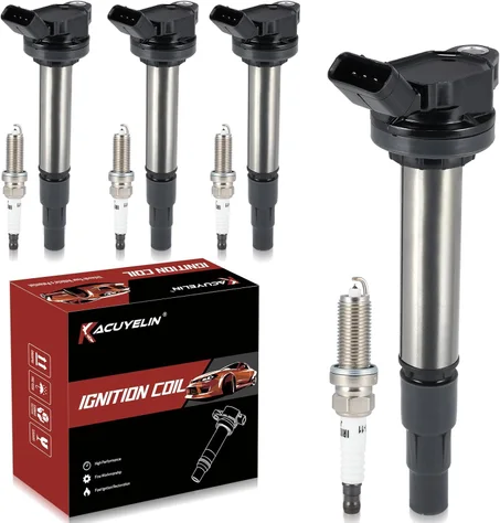 Paquete de bobinas de encendido UF596 y bujías de iridio compatibles con Toyota Corolla Matrix Prius Prius Plug-In Prius V Lexus CT200h Scion xD 1.8L L4 2008-2015 UF596 Paquete de 4 bobinas