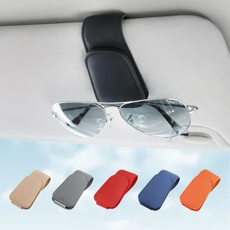 KanSmart Soporte para Gafas de Sol para Visera de Coche, Clip Magnético para Lentes de Sol de Cuero, Porta Lentes de Sol para Interior de Coche, Accesorios para Coche para Mujer y Hombre - 2 