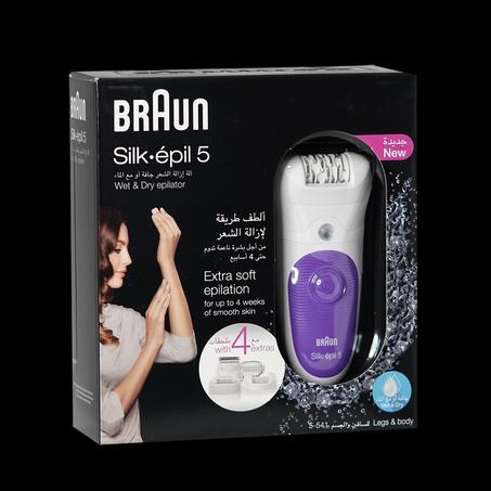 آلة إزالة الشعر اللاسلكية Silk Epil 5 للاستخدام الجاف أو مع الماء ذات 4 ملحقات BRAUN 5-541 الاصلية